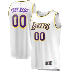 Sofisticado Los Angeles Lakers Youth Fast Break Replica Custom Jersey Association Edition White  para la gran final