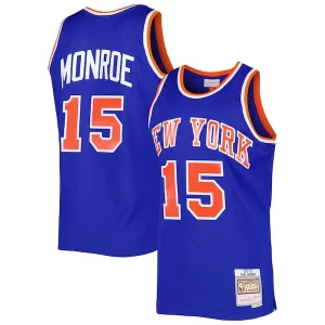 Elegante Earl Monroe New York Knicks 2001/02 Hardwood Classics Swingman Jersey Blue  para la gran final