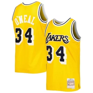 Increíble Resistente Shaquille O'Neal Los Angeles Lakers 1996/97 Hardwood Classics Off Court Swingman Jersey Yellow  para la gran final