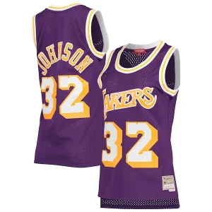 Original Magic Johnson Los Angeles Lakers Women's Hardwood Classics 1984/85 Swingman Jersey Purple  para la gran final