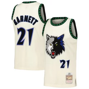 Resistente Versátil Clásico Kevin Garnett Minnesota Timberwolves Chainstitch Swingman Jersey Cream  para la gran final