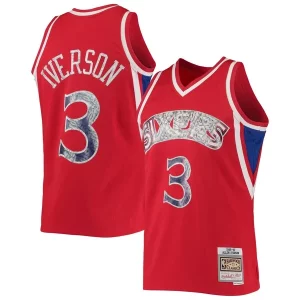 Resistente Magnífico Allen Iverson Philadelphia 76ers 1996/97 Hardwood Classics NBA 75th Anniversary Diamond Swingman Jersey Red  para la gran final