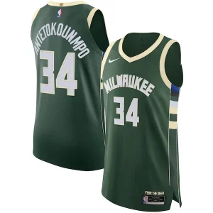 Fantástico Exquisito Giannis Antetokounmpo Milwaukee Bucks Nike Authentic Jersey Association Edition Hunter Green  para la gran final