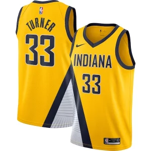 Hermoso Myles Turner Indiana Pacers Nike Swingman Jersey Gold Statement Edition  para la gran final