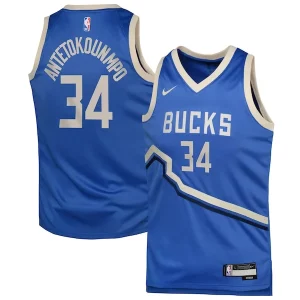 Robusto Versátil Resistente Giannis Antetokounmpo Milwaukee Bucks Nike Youth 2024/25 Swingman Player Jersey City Edition Royal  para la gran final