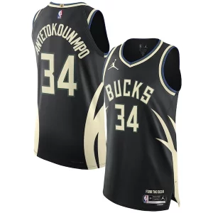 Encantador Giannis Antetokounmpo Milwaukee Bucks Jordan Brand Authentic Player Jersey Statement Edition Black  para la gran final
