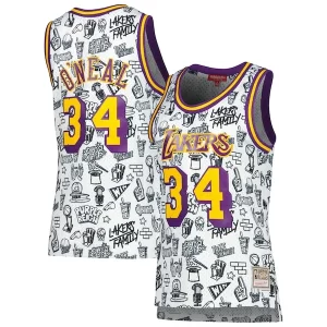 Lujoso Versátil Perfecto Shaquille O'Neal Los Angeles Lakers Women's 1996 Doodle Swingman Jersey White  para la gran final