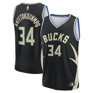 Cool Giannis Antetokounmpo Milwaukee Bucks Youth Fast Break Replica Player Jersey Statement Edition Black  para la gran final