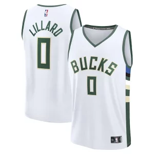 Original Práctico Damian Lillard Milwaukee Bucks Fast Break Replica Player Jersey Association Edition White  para la gran final