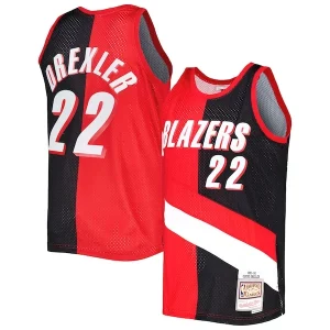 Genial Maravilloso Cool Clyde Drexler Portland Trail Blazers Hardwood Classics 1991/92 Split Swingman Jersey Red/Black  para la gran final