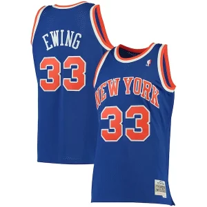 Lujoso Original Patrick Ewing New York Knicks 1991/92 Big & Tall Hardwood Classics Swingman Jersey Blue  para la gran final