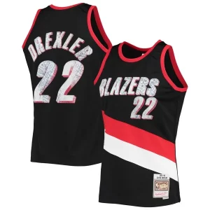 Delicioso Clyde Drexler Portland Trail Blazers 1991/92 Hardwood Classics NBA 75th Anniversary Diamond Swingman Jersey Black  para la gran final