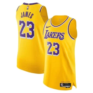 Cool Elegante Atractivo LeBron James Los Angeles Lakers Nike Authentic Jersey Icon Edition Gold  para la gran final
