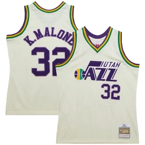 Clásico Moderno Karl Malone Utah Jazz Chainstitch Swingman Jersey Cream  para la gran final