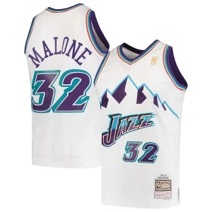 Elegante Único Magnífico Karl Malone Utah Jazz 1996/97 Hardwood Classics Swingman Jersey White  para la gran final