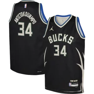 Increíble Giannis Antetokounmpo Milwaukee Bucks Jordan Brand Youth Swingman Jersey Statement Edition Black  para la gran final