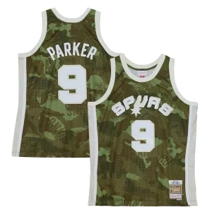 Hermoso Tony Parker San Antonio Spurs Hardwood Classics 2000/01 Ghost Green Swingman Jersey Camo  para la gran final